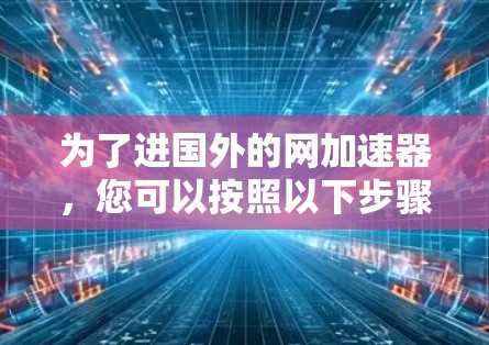 为了进国外的网加速器，您可以按照以下步骤进行