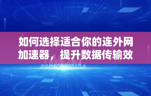 如何选择适合你的连外网加速器,提升数据传输效率的解决方案 如何选择适合你的连外网加速器,提升数据传输效率的解决方案